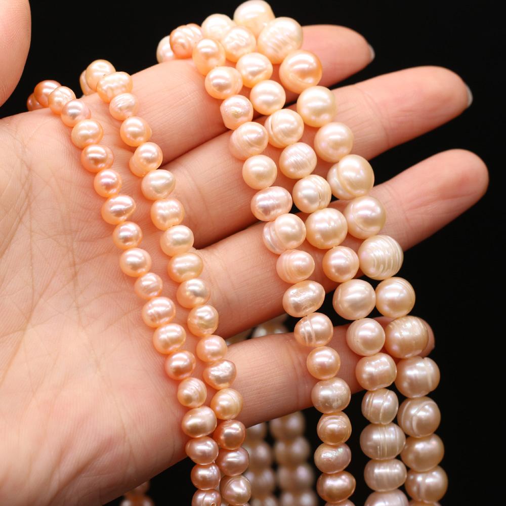 1String, Pink Natural Freshwater Pearls, Handcrafted Round Pearl Beads for DIY Necklaces, Jewelry Making Supplies 36cm