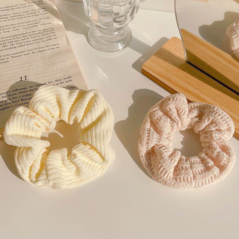 Milk Coffee Plush Hair Ring - Simple Elastic Band for Autumn/Winter