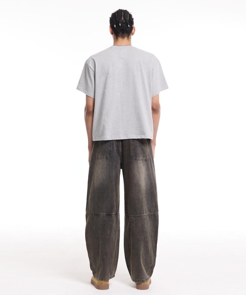 CREAM SODA LAB Tricou Standard Fit Cropped cu Mânecă Scurtă pentru Bărbați Gri
