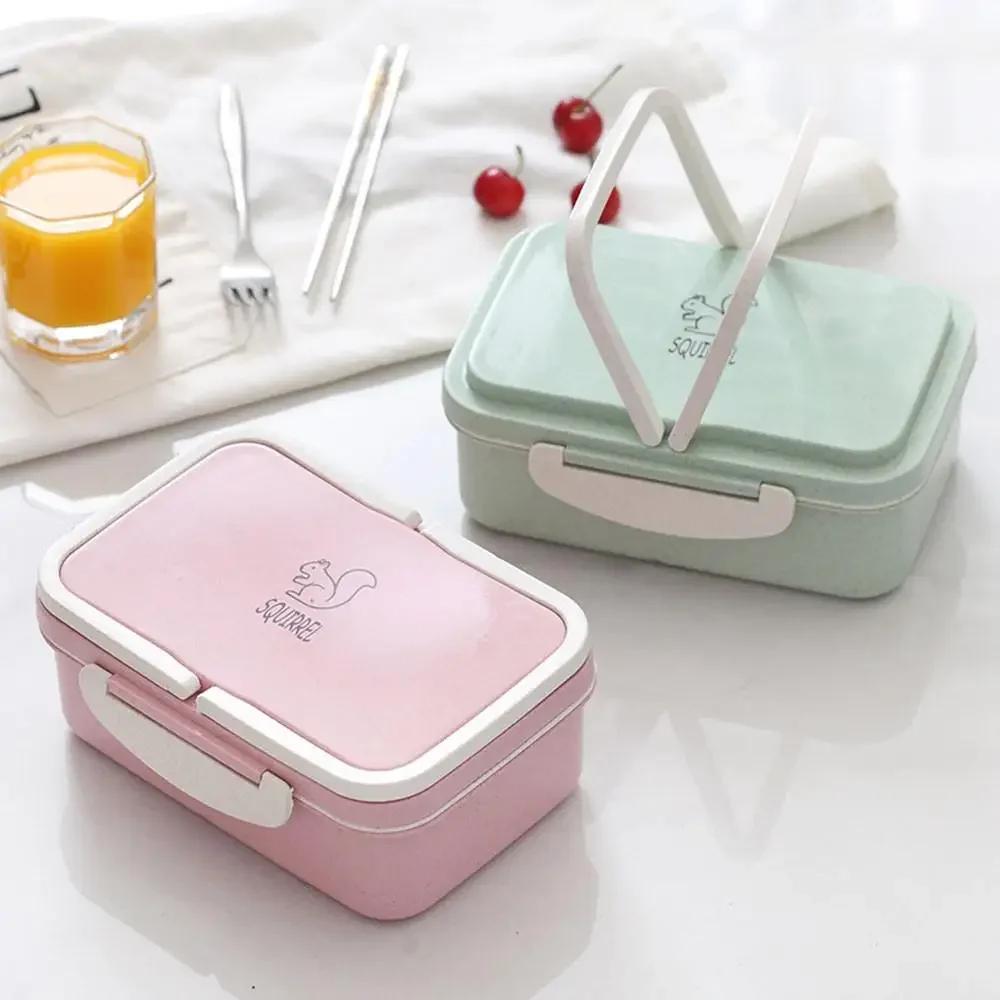 New Picnic, Camping, Student Lunch and Dinner Food Storage Container - Portable Wheat Straw Bento Lunch Boxes for Microwave