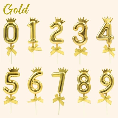 PLATA Birthday Cake Topper, Number, Balloon Style, Plump, Cute Cake Pick, Cake Ornament, Decoration [Pink Gold 0]