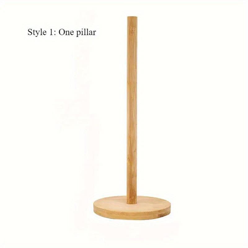 Bamboo Paper Towel Holder Kitchen Dining Room Vertical Wooden Paper Roll Organizer Cling Film Holder Lazy Rag Holder