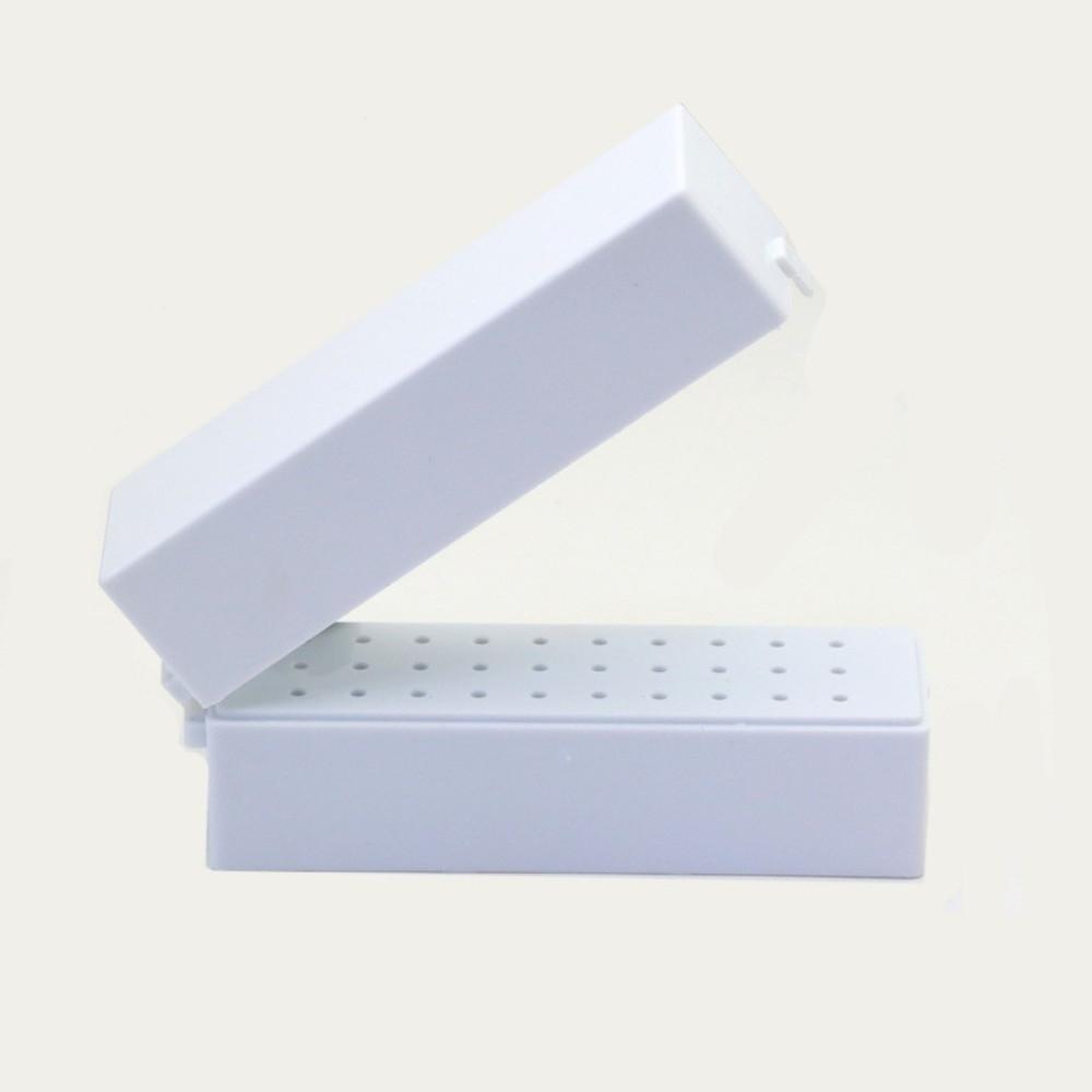 

Тримач для фрез для нігтів на 30 отворів, пилозахисний органайзер для Efile біт, пилозахисний кейс для біт, для домашнього використання only box білий