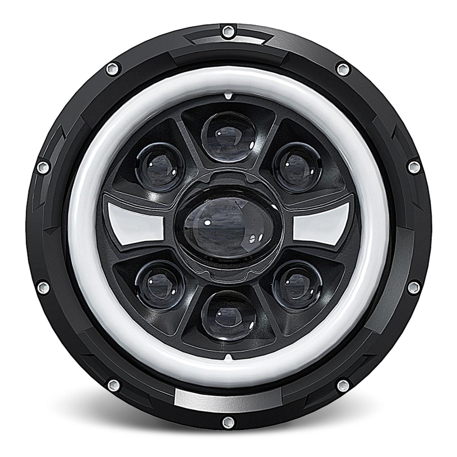 

R9 Подвійне Ангельське Око 7 Дюймів H4 Світлодіодна Фара IP67 Водонепроникна Дальнє Ближнє Світло Автомобільна Лампа для Водіння з Кабелем Підключення Type A