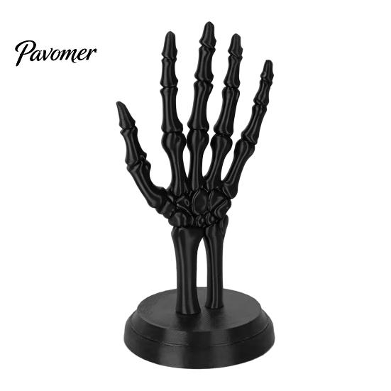 Trendy Desk Ornament Gothic Skull Hand Jewelry Rack, 3D Print Skeleton Stand Style Gift with Stable Base, Rings And Bracelets Organizer for