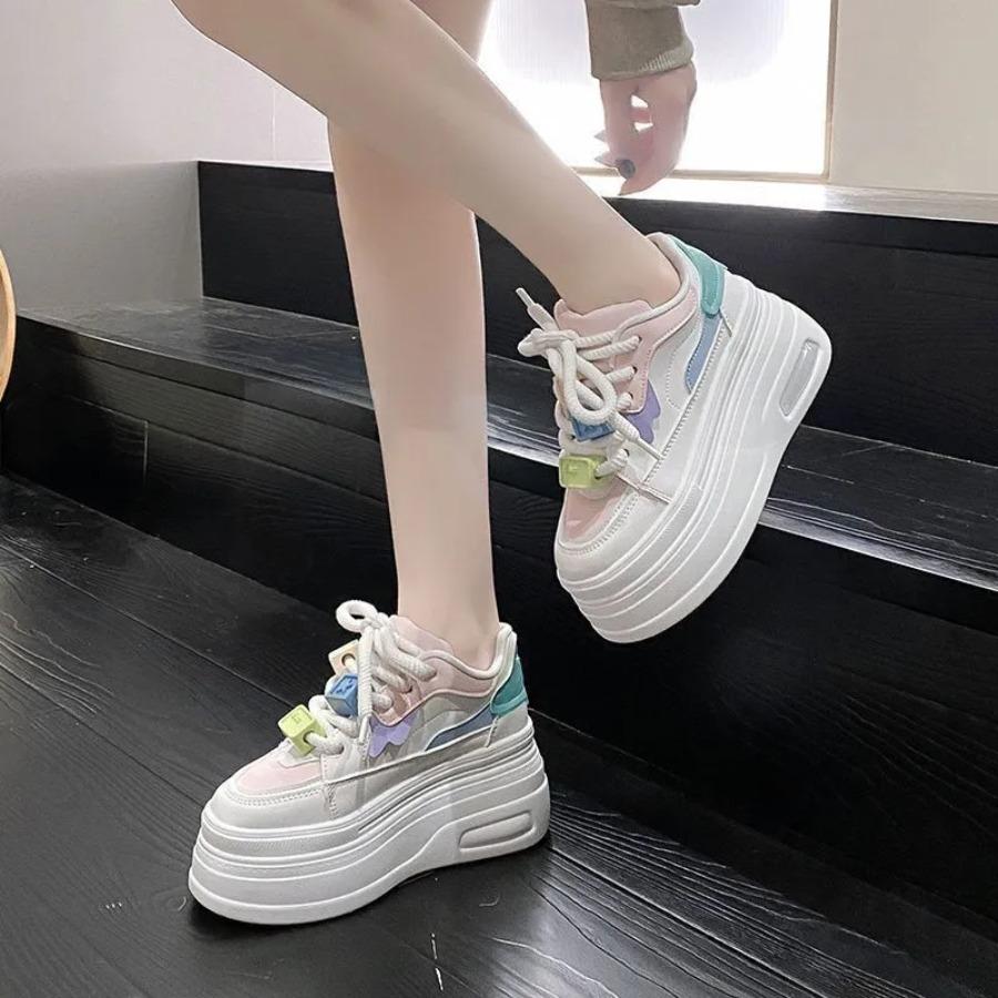 Ladies 2025 new thick-soled women's vulcanized shoes increase 6 cm casual sports shoes high heels women's board shoes sneakers