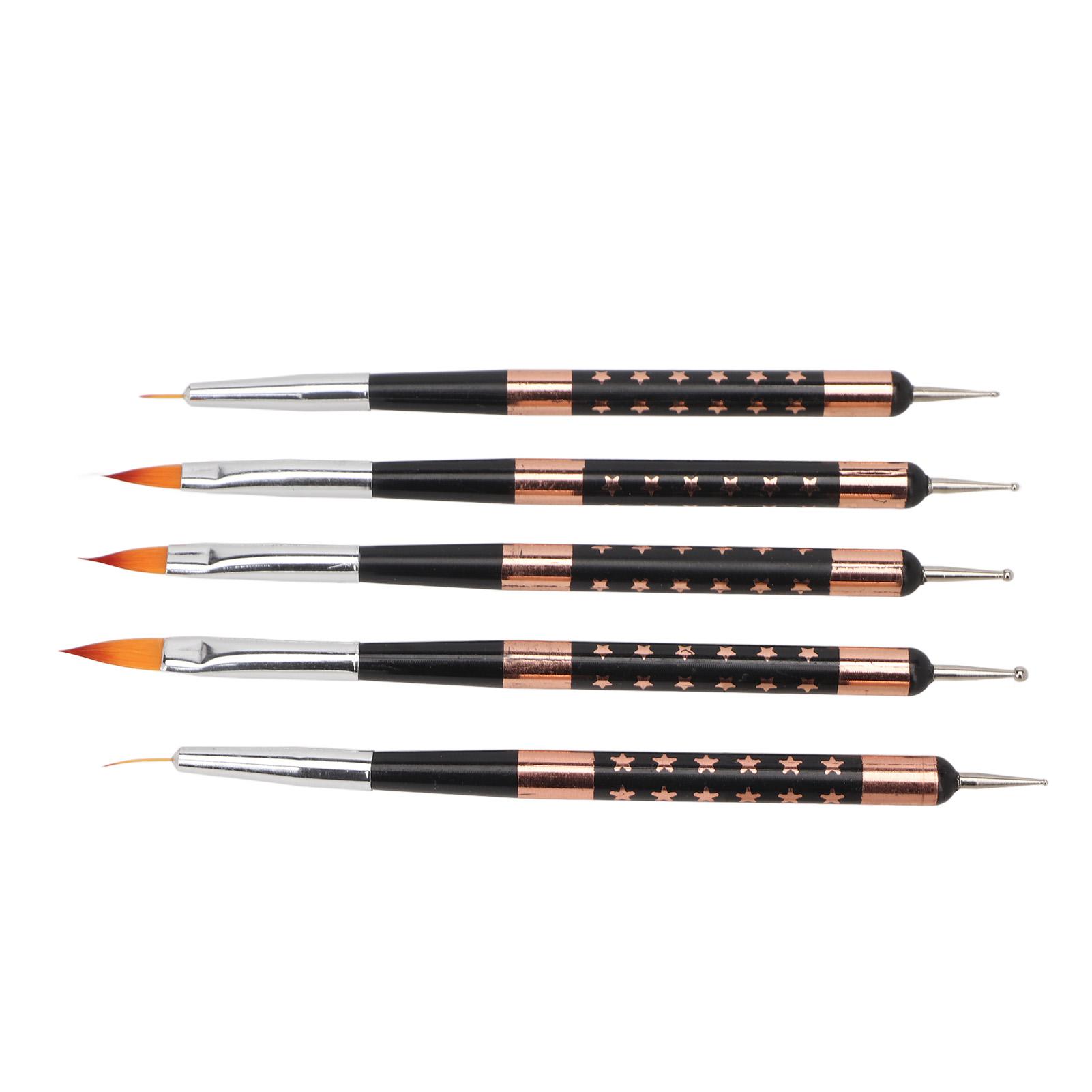 

5 шт. кистей для дизайна ногтей, профессиональные нейлоновые щетинки, двухсторонняя ручка для рисования ногтей для салона красоты дома