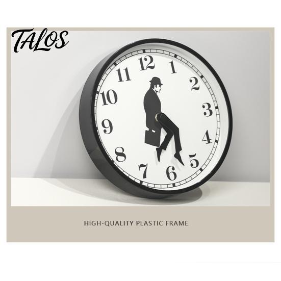 Home Decor Clock Man Silhouette Wall Clock, Silent Non-Ticking Round Hanging Decorative White Frame Digital Analog for Office Bedroom Living