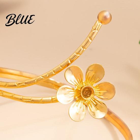 Bracciale Floreale Stile Vacanza Bracciale Metallico Tridimensionale Design Floreale Regolabile