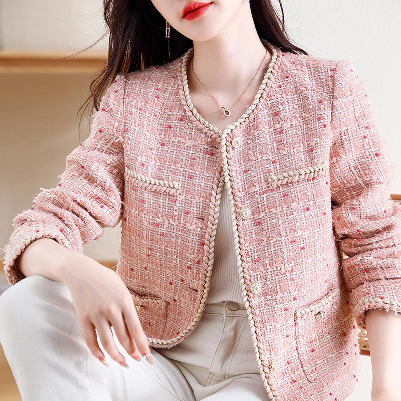 Kleiner Mantel im Duftstil für Damen, kurz, Herbstneuheit, kleiner wolliger Fellstil, französisches rosa Oberteil