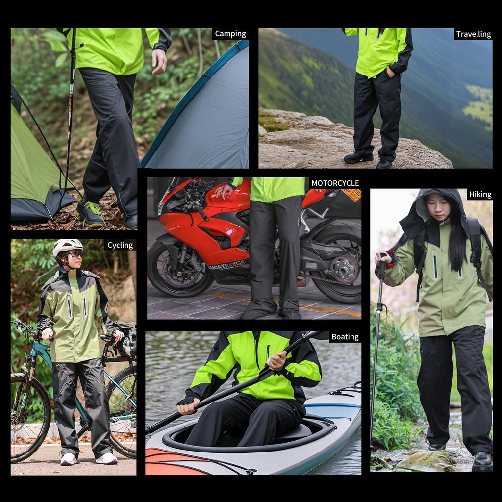 Wosawe Pánské cyklistické nepromokavé kalhoty odolné proti povětrnostním vlivům s návleky na boty, reflexní rychleschnoucí cyklistické kalhoty