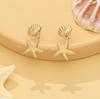 Beach vacation fashion fine jewelry metal shell starfish fringed women stud earrings