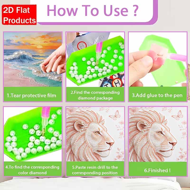 Pearl Art Painting Home Wall Decor White Lion Floral Pearl Gemstone Painting Picture Crafts Adult/Beginner Gift Creative Home Decor Unframed