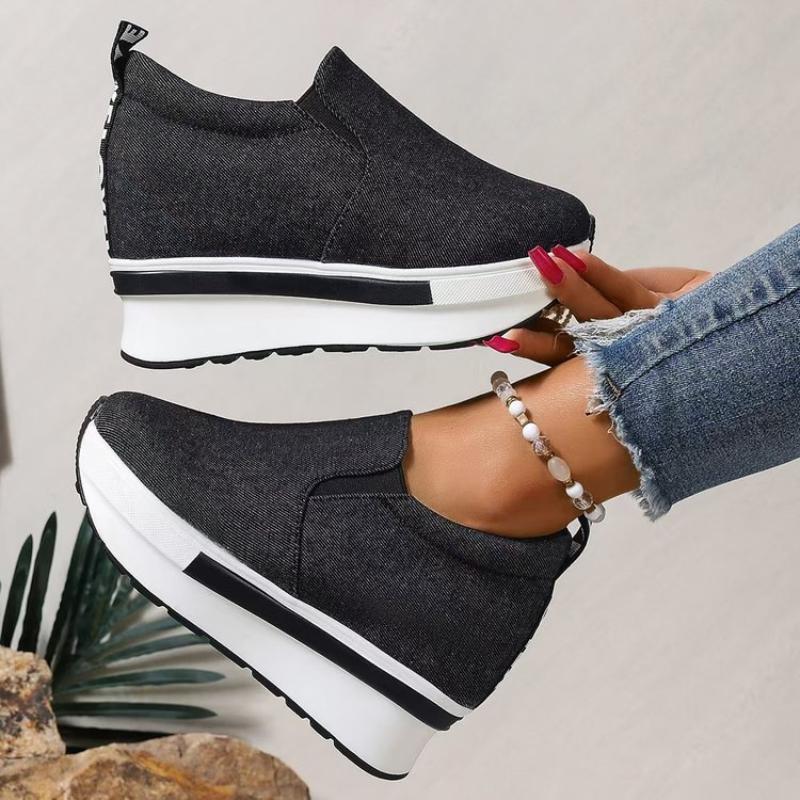 Thick-soled Platform Shoes, Casual White Shoes, Lace-up Canvas Versatile Women's Shoes