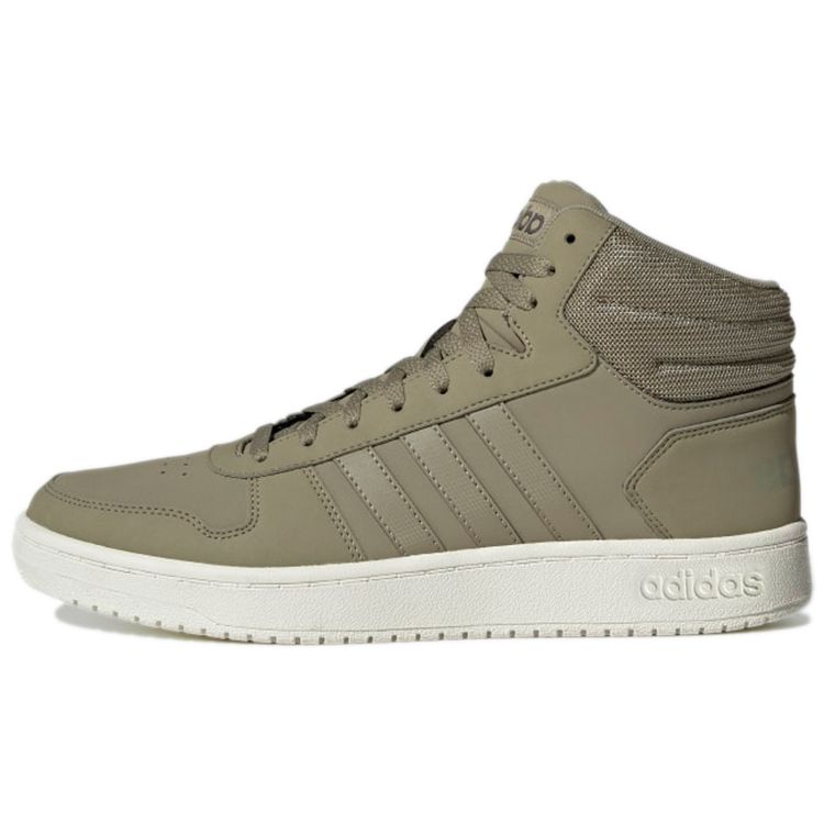 Adidas Neo Hoops 2.0 Mid Round Toe Lace-Up Durable Mid-Top Basketball Shoes Unisex Sneakers Military-Green H05683