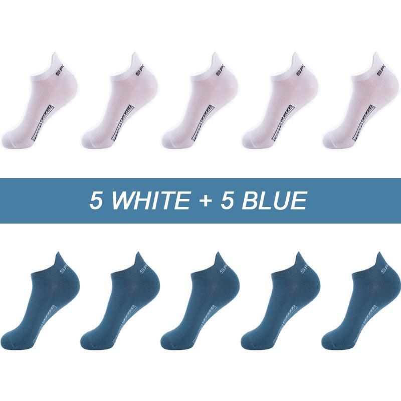 10Pairs/lot High Quality Men Socks Breathable Cotton Sports Boat Sock Mesh Casual Athletic Summer Thin Cut Short Sox Sokken Size 38-45
