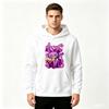 Men's Casual Pullover Hoodie, Funny Purple Bunny Cartoon Print Long Sleeve Sweatshirt for Daily Wear