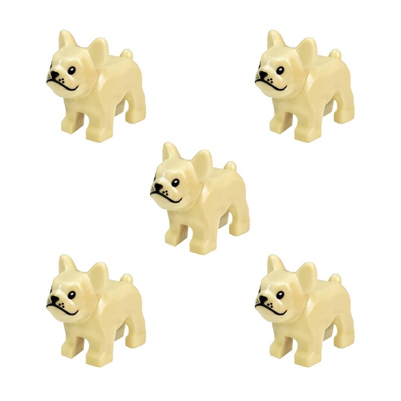 Kompatible Tier-Bausteine ​​für Kinder MOC goldhaariger Polizeihund Husky Bulldogge Chihuahua Modellbausteine ​​Kinder DIY Spielzeug 5 Stück