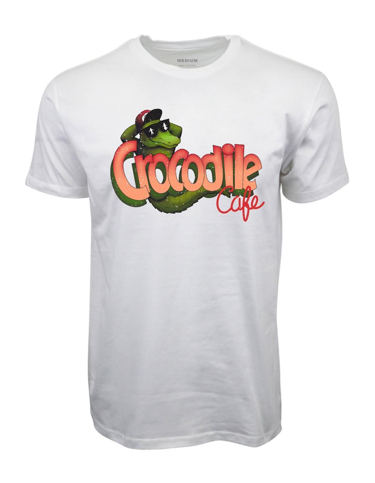 90s CROCODILE CAFE DISTRESSED LOGO WHITE T-SHIRT L