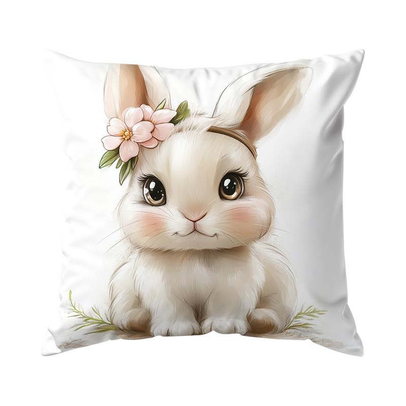 1 Pc Rabbit Pattern Easter Day Pillowcase Home Office Sofa Cushion Cover Living Room Decor Pillow Cover Happy Easter Decor