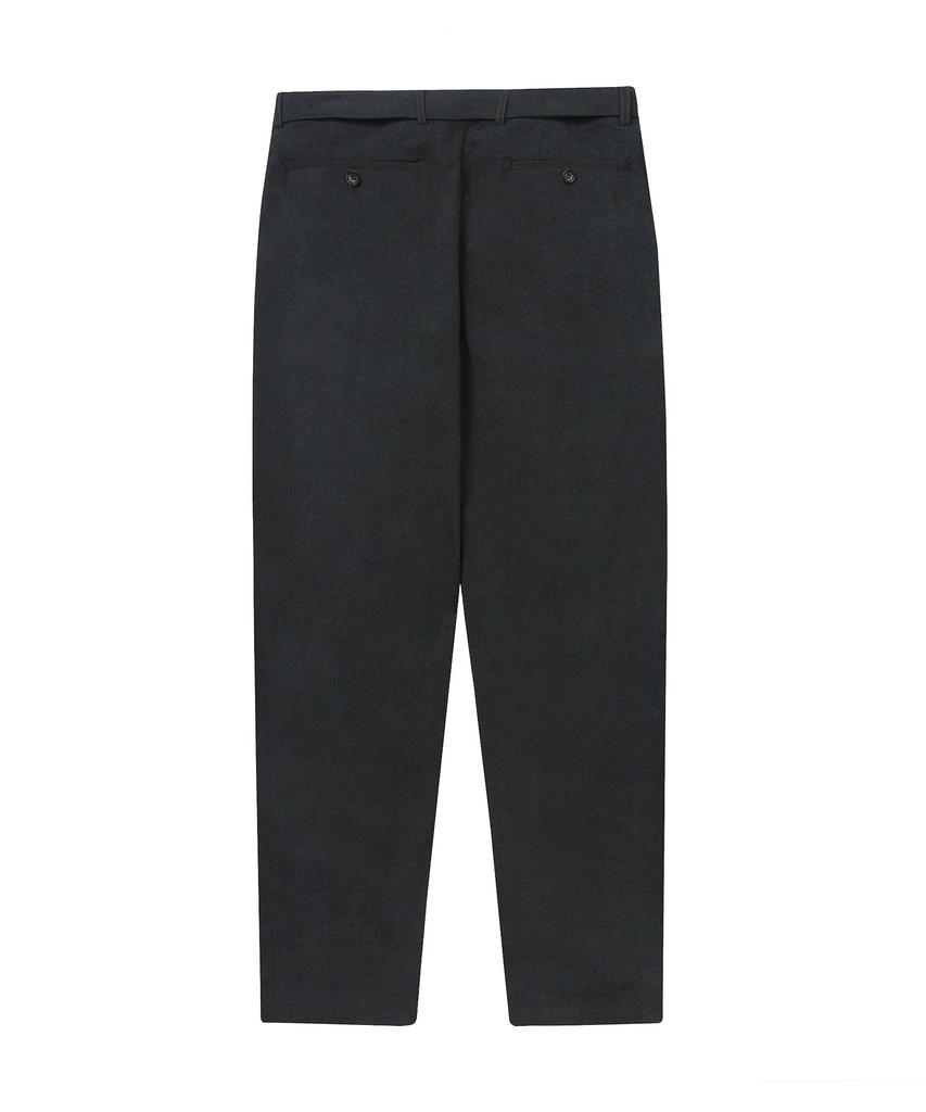 SOLEW Belted Double-Pleated Loose-Fit Pants_Gray
