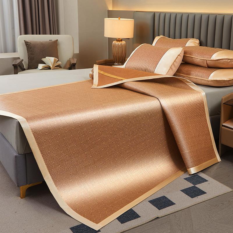 Letnia Mata Mata Rattanowa Trzyczęściowa Łóżko na Przerwę Obiadową Składana Mata do Pokoju Studenta Pogrubiona Mata Mata z Jedwabiu Lodowego Miękka Mata