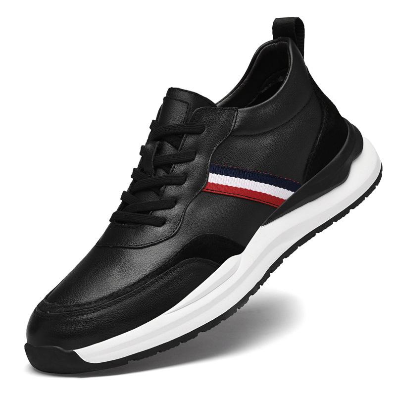 

Модные новые мужские кроссовки из натуральной кожи, увеличивающие рост, 4/6/8 см, повседневные кроссовки для отдыха на открытом воздухе, мужские модные спортивные туфли, мужские размеры 37-43 43 чёрный