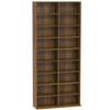 CD and DVD Storage Unit, 18 Compartments, 78.5 x 24 x 175 cm, Dark Walnut