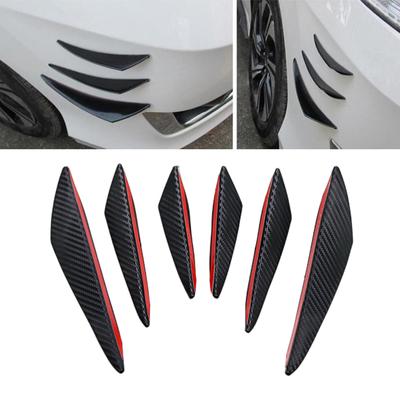 6 stücke Universal Schwarz Carbon Faser Auto Styling Zubehör Front Stoßstange Lippe Gummi Fin Splitter Spoiler Canard Wertigkeit Aufkleber