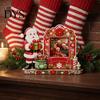 Urlaubs-Fotorahmen für Weihnachten 2D Holz-Bilderrahmen, Bemalter Schneemann Weihnachtsmann Xmas Winter-Thema Zimmerdekoration Tischdekoration Andenken-Schmuckstück,