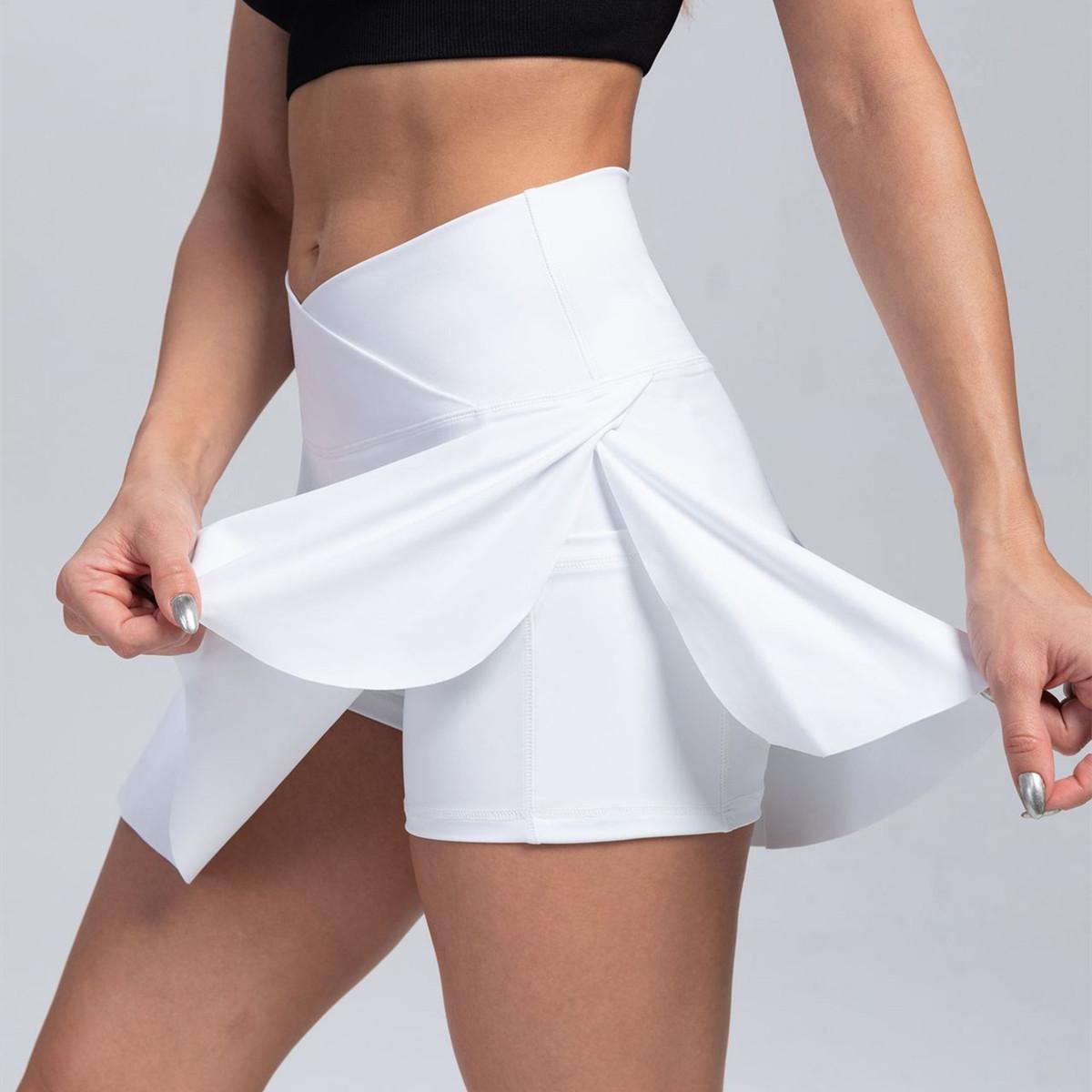 

Женские высококачественные двухслойные спортивные шорты 2 в 1, подходящие для бега/фитнеса/тенниса/тренировок S белый