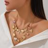 European-American Love Pendant Alloy Necklace with Diamond Cross Clavicle Chain, Stacking Style