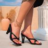 Women's black high heels square toe sandals fashion party one-pedal sandals sexy simple high heels women's shoes
