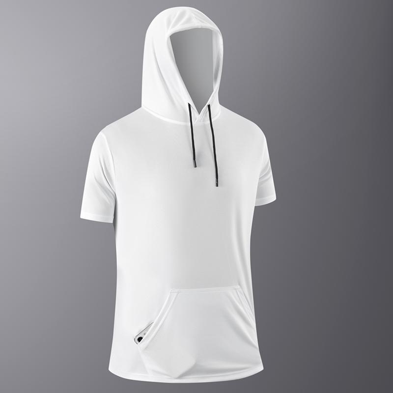 

Футболка с капюшоном, Короткая футболка без рукавов, Мужской дышащий спортивный жилет для бега и фитнеса, Быстросохнущая футболка XXL белый