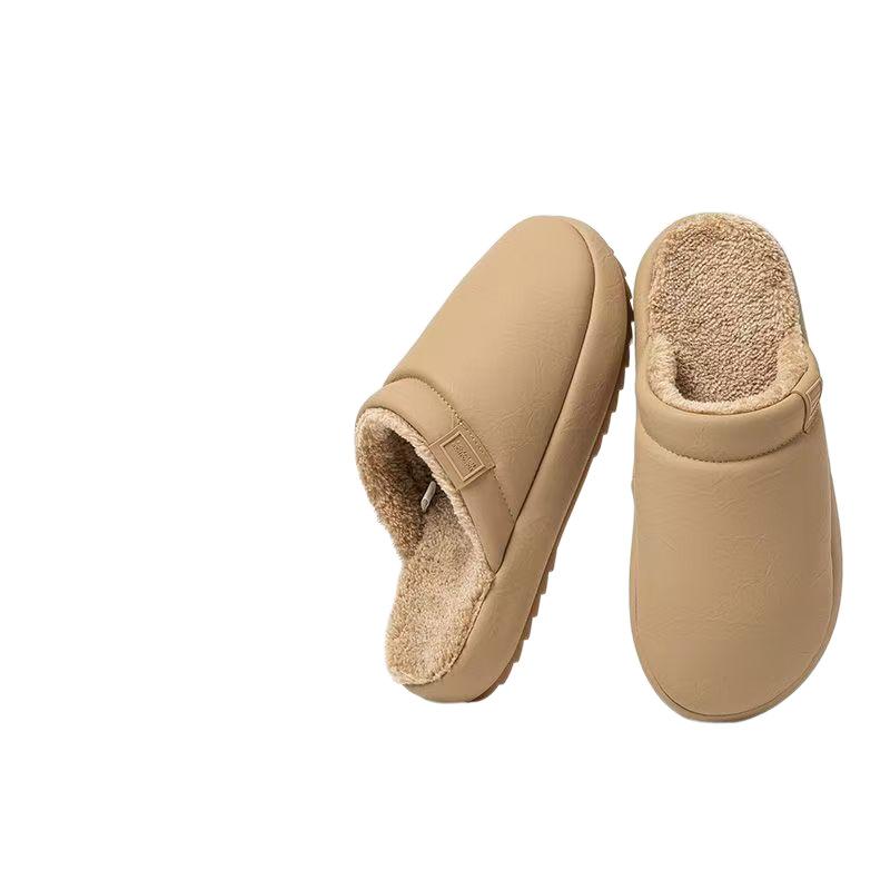 

Флисовые хлопковые тапочки на толстой подошве, осенне-зимние домашние женские модели, сохраняющие тепло в помещении, нескользящие и водонепроницаемые парные модели 44-45 Suitable for 43-44 хаки