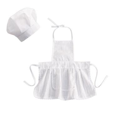 White Cotton Chef Soft Hat Apron Infant Photo Clothes Baby Costume Photo Accessories Newborn Photography Props