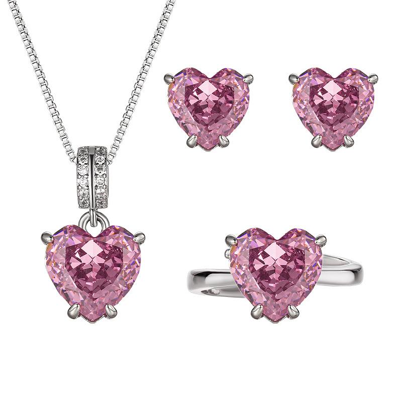 Jewelry Set Earrings Rings Necklaces Accessories High Carbon Diamonds Ice Flower Cut Hearts High-end Women's Styles Batch Shipped