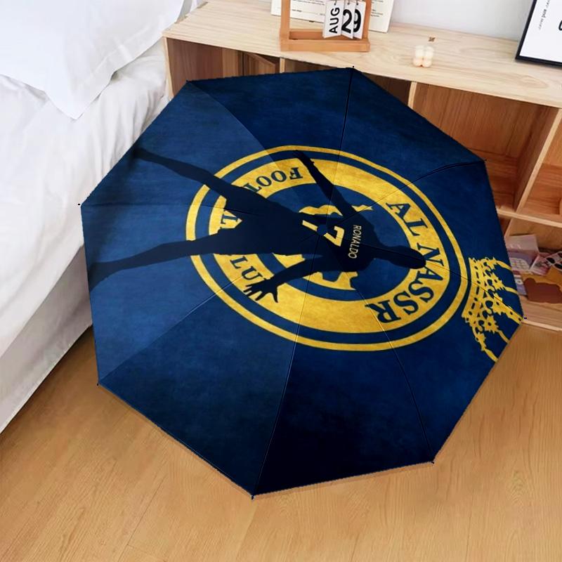 1PC Al-Nassr Football Club Crest Printed Umbrella Folding umbrella, automatic umbrella 8-Frame for Travel, camping Fan gifts Christmas Gifts