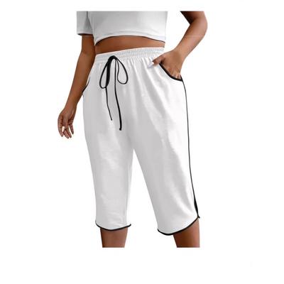 Sommer Damen Einfarbig Lässig Locker Leinen Baumwolle Caprihosen Sexy Sport Cropped Hosen Freizeit