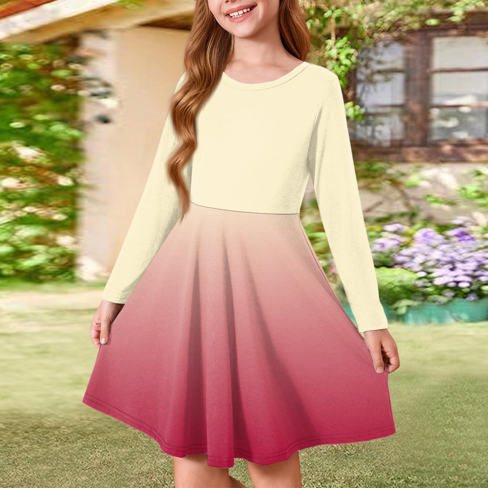 

Летнее платье принцессы для девочек - платье-футболка А-силуэта с длинными рукавами 160 киноварь