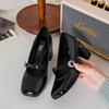 Black Retro High Heels 2025 Summer Round Toe Women's Mary Jane Sweet Fashion Shoes Women's Thick Heels