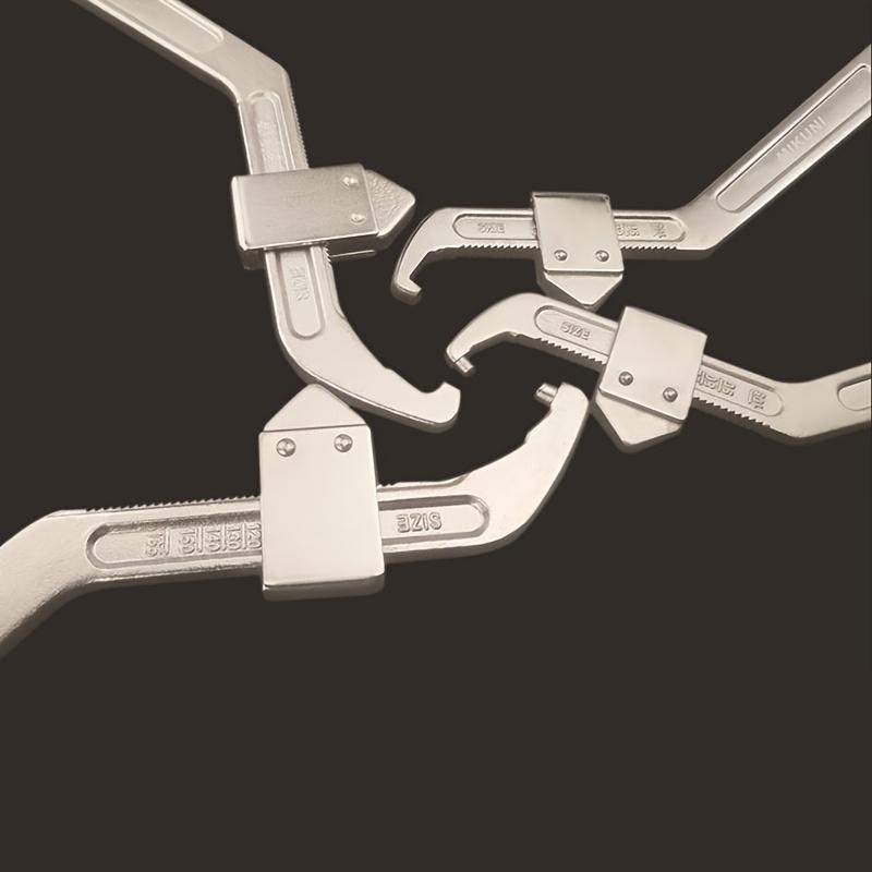Adjustable Crescent Hook Wrench - Cr-V Steel, Round & Square Heads, HRC35-43, Industrial-Grade for Home & Professional Use