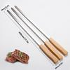 8PCS Barbecue Skewers Stainless Steel BBQ Roasting Sticks with Wood Handle for Camping Grill