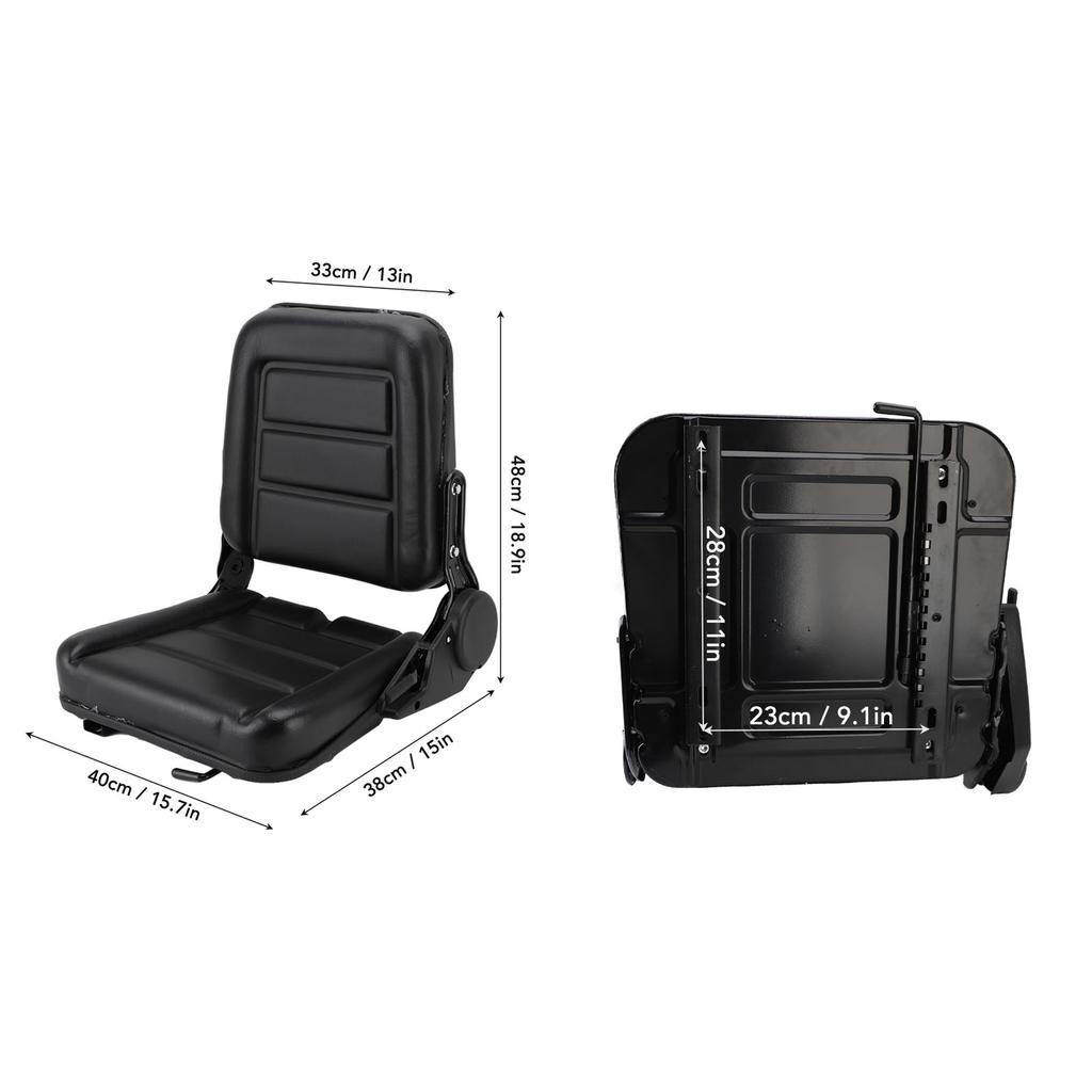 Forklift Seat Tractor Seat Rounded Curved Corners PU Leather Backhoe Seat Replacement for Forklift Skid Loader Dozer Telehandler