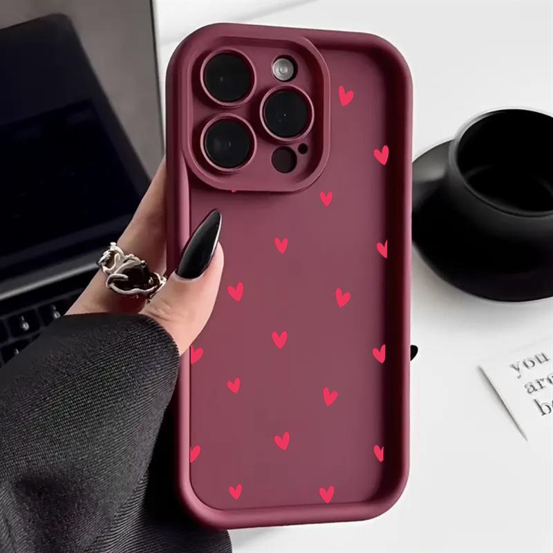 Black Love Heart Silicone Phone Case For iPhone 15 16 14 13 12 11 Pro Max 7 8 Plus XS X XR SE Shockproof Bumper Back Cases Cover