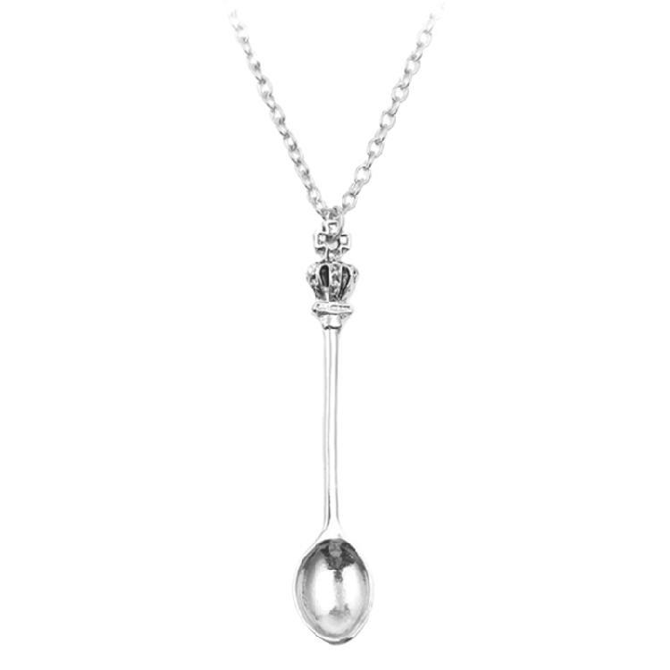 Spoon Pendant Necklace Long Chain Jewelry Gift Attractive Processing Necklace серебряный