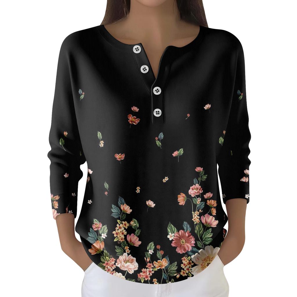 Women's Fashion Long Sleeve Plaid Geometric Print Top Elegant Casual Top