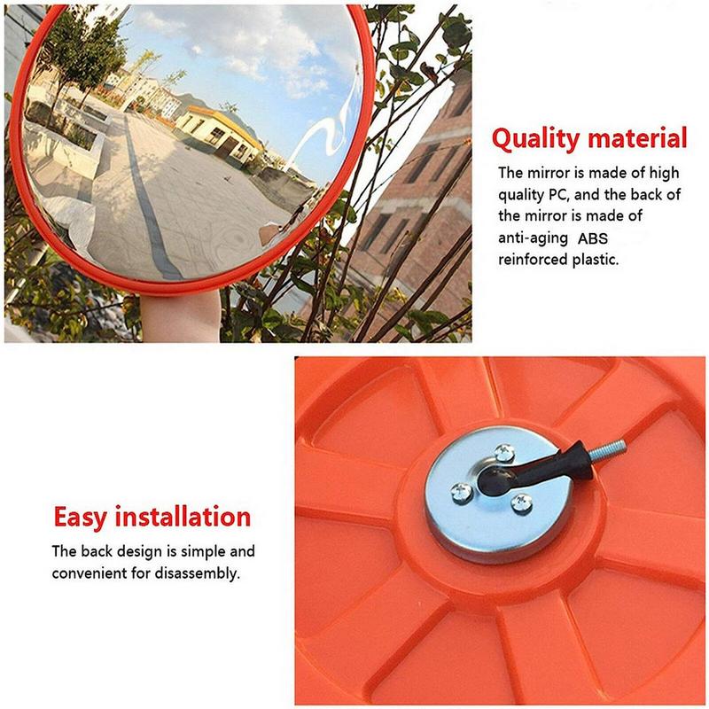 Convex Mirror Outdoor 17.72 Inch Road Safety Convex Mirror Adjustable Parking Garage Round Convex Traffic Mirror Fish Eye Mirror