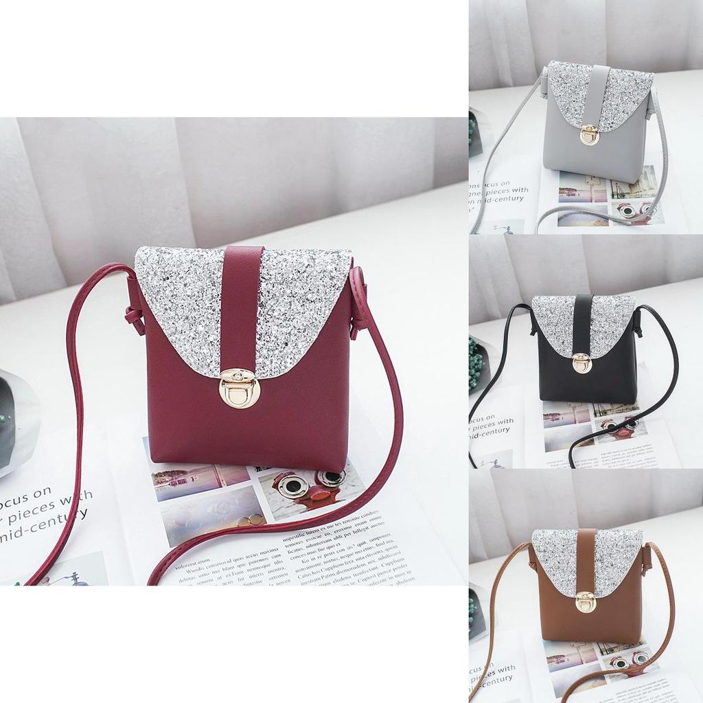 Chic Female Shoulder Bag With Sparkling Sequins And Stylish Compact Design