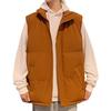 Men Cotton Waistcoat Stand Collar Sleeveless Pockets Quilted Vest Coat Solid Color